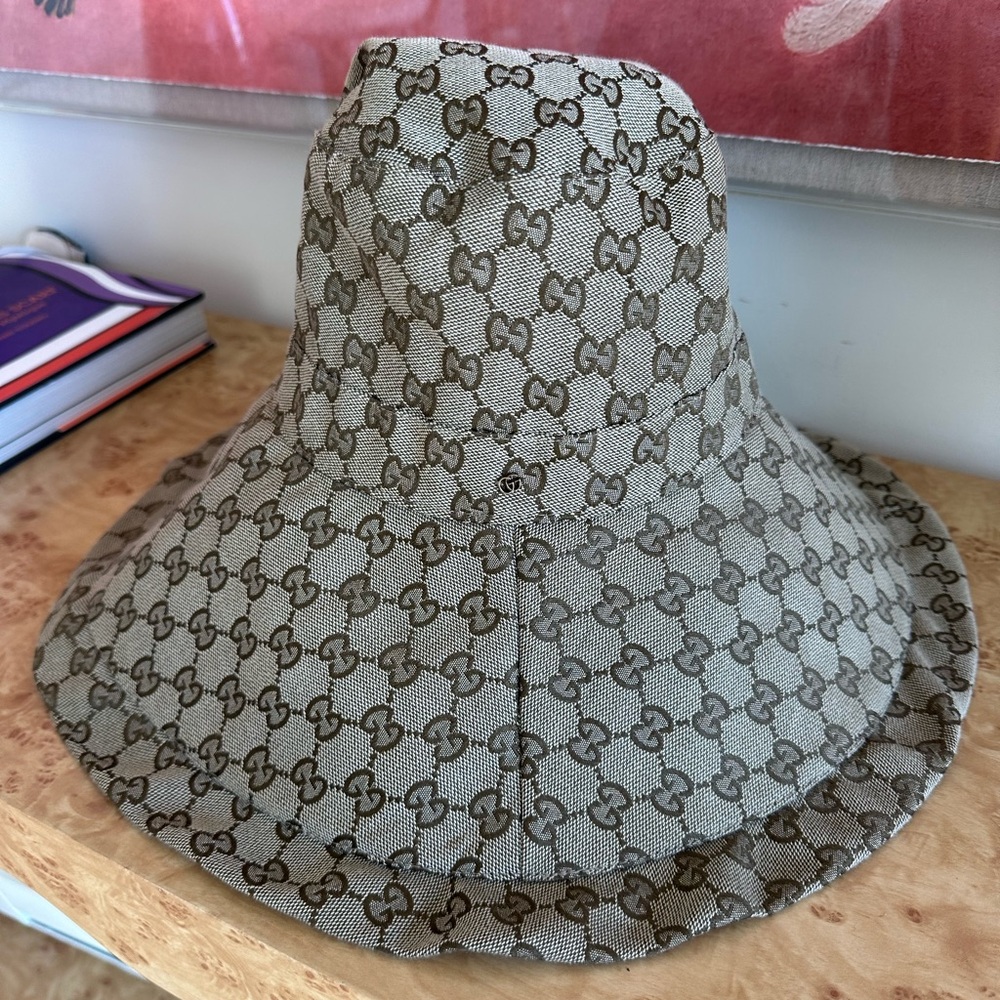 Authentic Gucci Tan GG Patterned Hat
